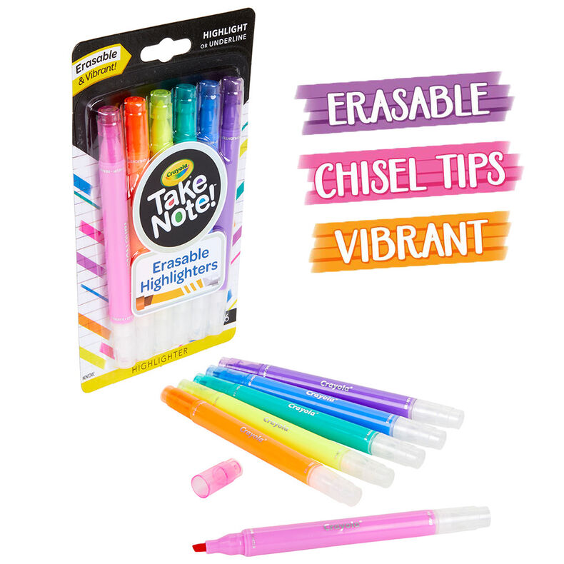 Take Note Erasable Highlighters, 6 Count